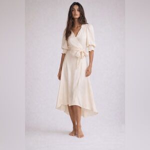ba&sh Soft Cream High-Low Wrap Dress